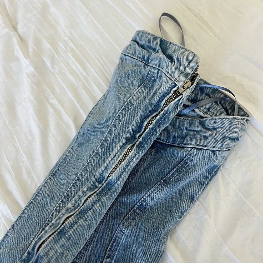 Zara Light Blue Denim Strapless Mini Dress - Picture 4 of 7